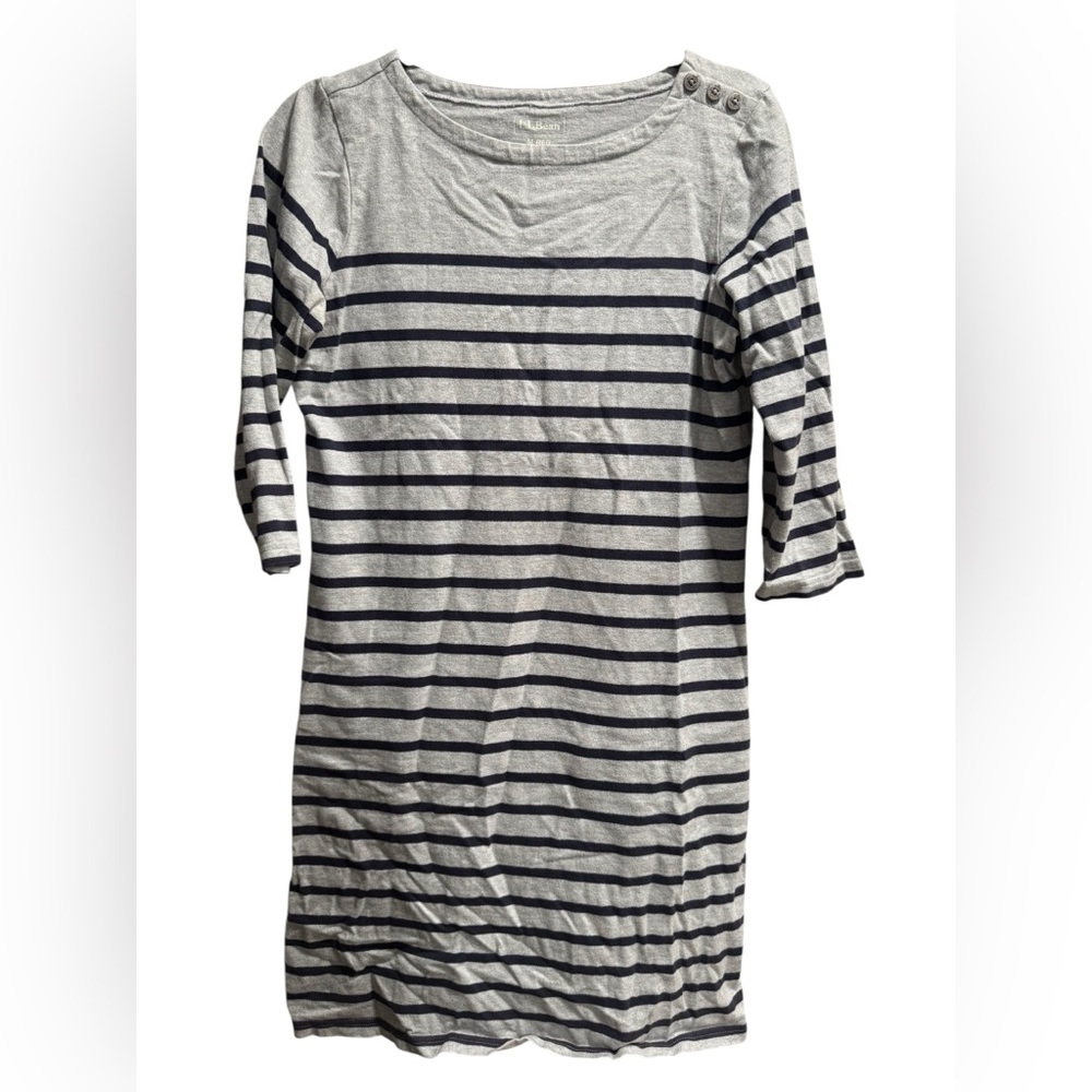 LL Bean Mariner Dress, M Regular, Gray & Navy Blue